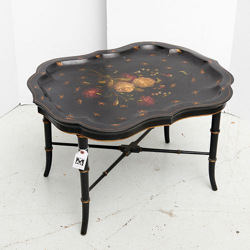 Victorian style tole and lacquer tray table