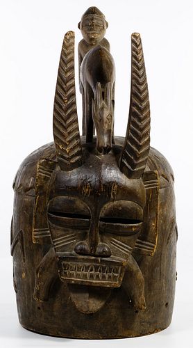 African Carved Wood Headpiece