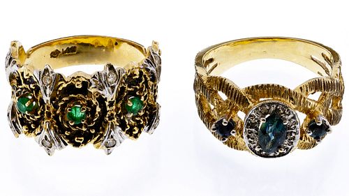14k White Gold, 14k Yellow Gold and Gemstone Rings