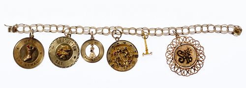 14k Gold and 9k Gold Charm Bracelet