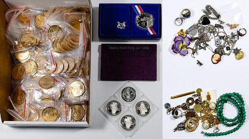 10k Gold, Sterling Silver, Costume Jewelry and Coin Assortment