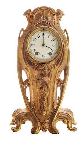 Art Nouveau Gilt Bronze Shelf Clock
