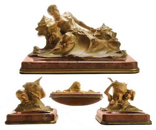Fine Art Nouveau Figural Gilt Bronze