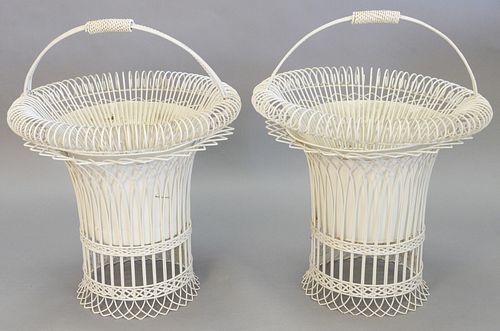 Pair of wire decorative planters, handles require re welding in spots, 30" h.