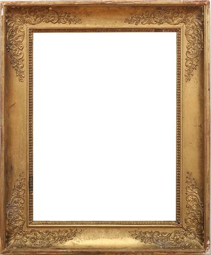LATE EMPIRE GILTWOOD AND GESSO PICTURE FRAME