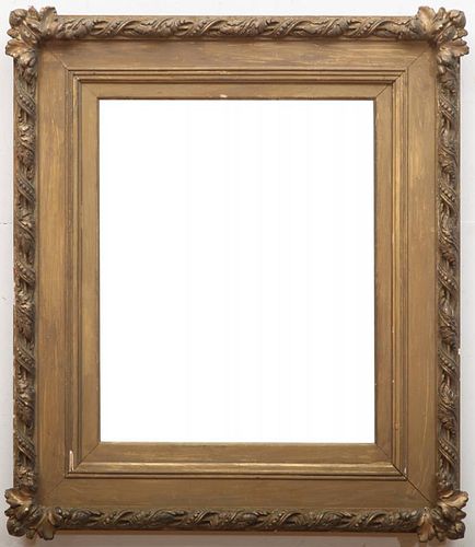 FRENCH PAINTED AND CARVED WOOD PICTURE FRAME