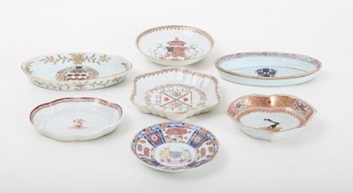 GROUP OF SEVEN CHINESE EXPORT ARMORIAL SMALL DISHES