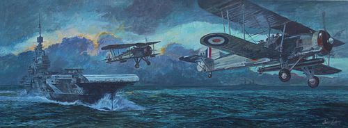Brian Sanders (B. 1937) ""HMS Illustrious"