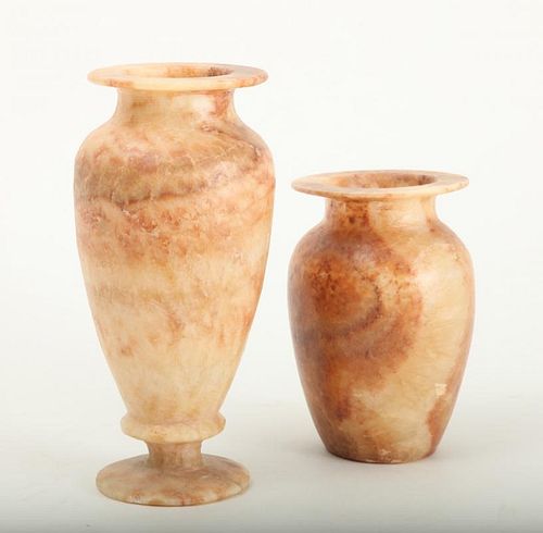 TWO EGYPTIAN STYLE ALABASTER JARS