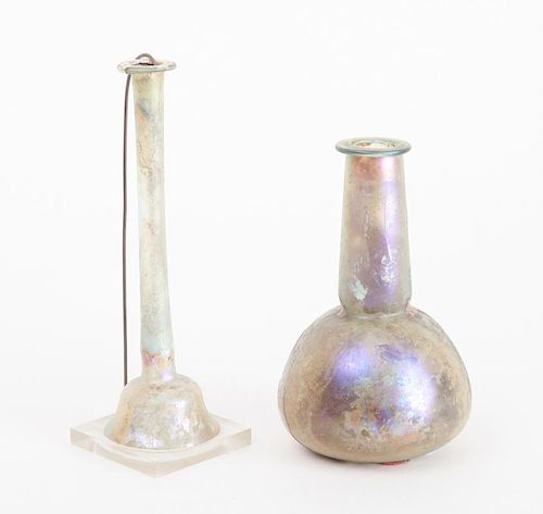 TWO ROMAN-TYPE IRIDESCENT GLASS ARTICLES