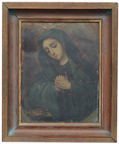 17th C. Old Master Madonna Painting on Tin