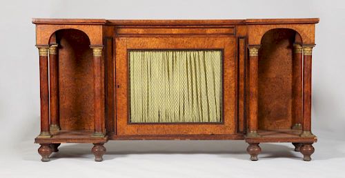 CONTINENTAL NEOCLASSICAL GILT-METAL-MOUNTED BURL BIRCH SIDE CABINET