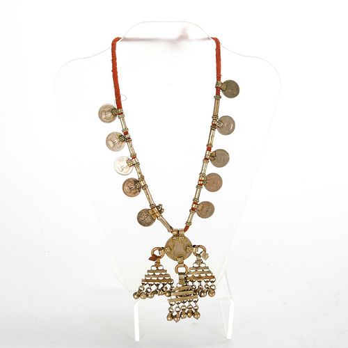 20TH C. INDIAN RUPEE COIN NECKLACE