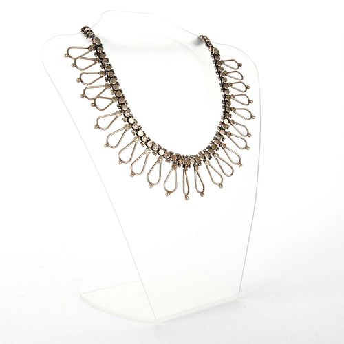 RAJASTHANI INDIA SILVER LINK CHOKER NECKLACE