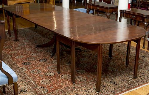 GEORGE III MAHOGANY TWO-PART DROP-LEAF DINING TABLE