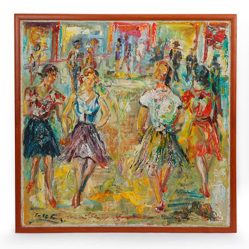 OIL PAINTING, LADIES OUT AND ABOUT