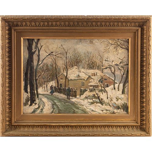 WINTER SCENE PAINTING BY CHARLES DUBOIS MELLY, SIGNED