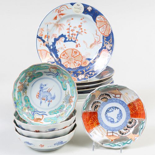 Group of Chinese Imari Porcelain Plates and Bowls
