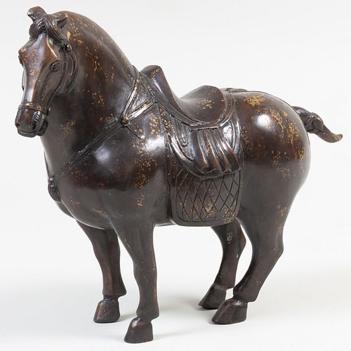 Chinese Tang Style Bronze Figure of a Caparisoned Horse