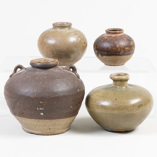 Group of Four Chinese Glazed Pottery Jarlets