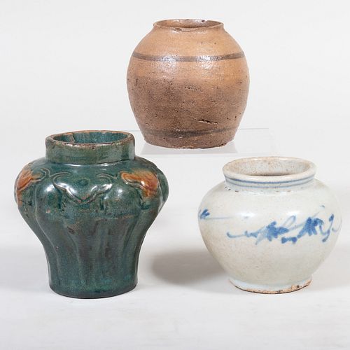 Three Asian Glazed Pottery Vases