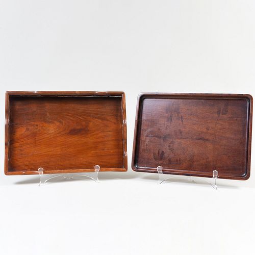 Two Chinese Carved Hardwood Trays