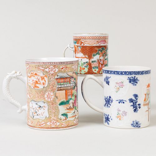 Three Chinese Export Porcelain Mugs