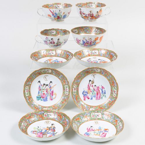 Group of Chinese Export Rose Medallion Porcelain Teawares