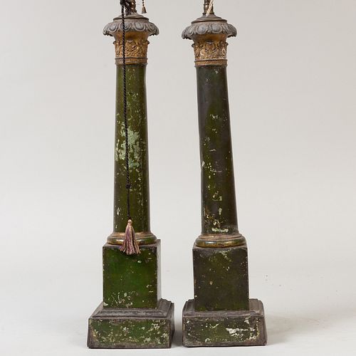 Pair of TÃ´le Columnar Lamps