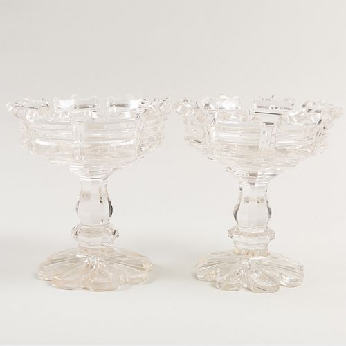 Pair of Anglo-Irish Cut Glass Compotes