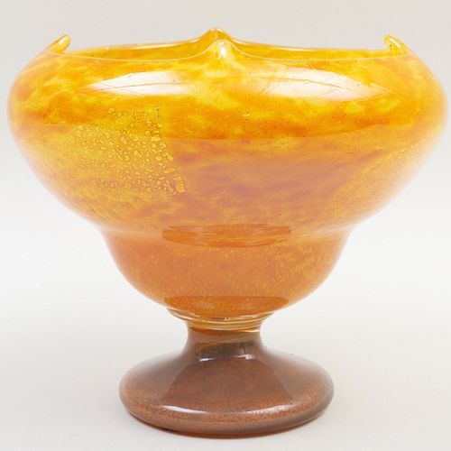 Daum Internally Decorated Glass Footed Bowl
