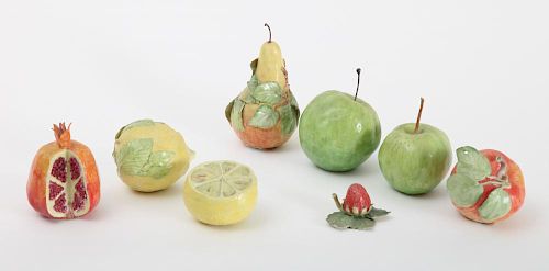 GROUP OF EIGHT PORCELAIN FRUIT, MODELED BY ANN GORDON
