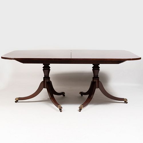 George III Style Mahogany Double Pedestal Dining Table