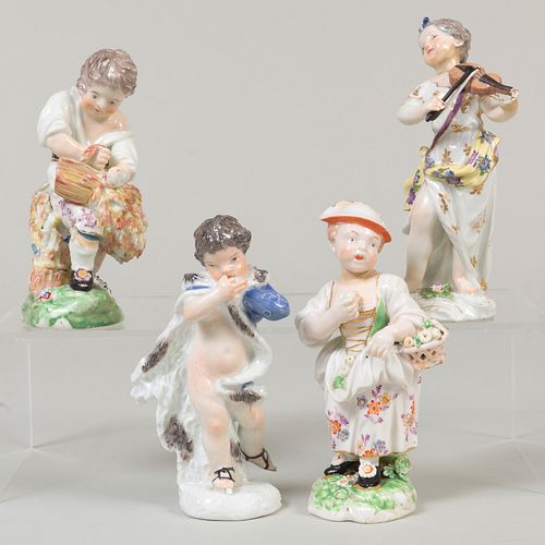 Group of Three Bow or Chelsea Porcelain Figures
