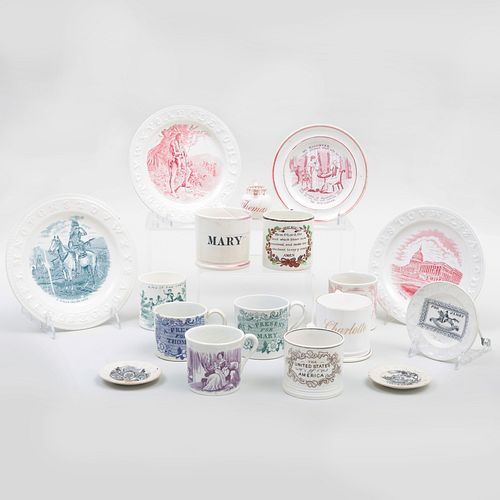Group of American Theme and Children's Transfer Printed Wares 