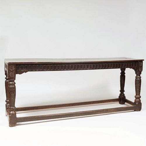 Continental Baroque Stained Oak Refectory Table