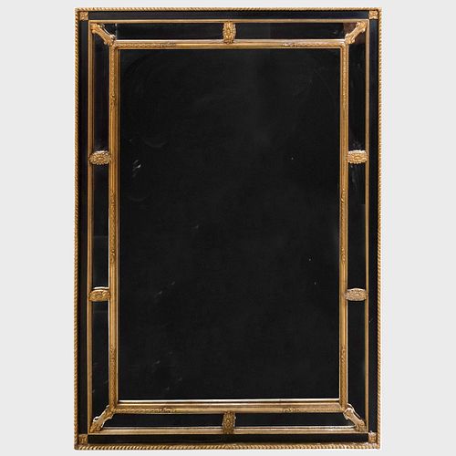 Neoclassical Style Ebonized and Parcel-Gilt Mirror, of Recent Manufacture