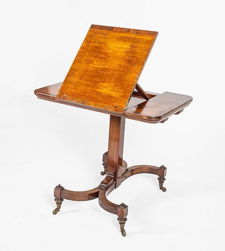 Regency Inlaid Rosewood and Mahogany Retractable Reading Table