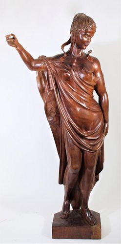 Large Wooden Carved Sculpture of Greek Goddess