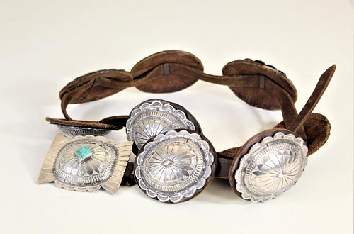 Navajo Sterling Turquoise Concho Belt