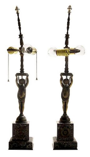 Pair Empire Style Gilt Metal and