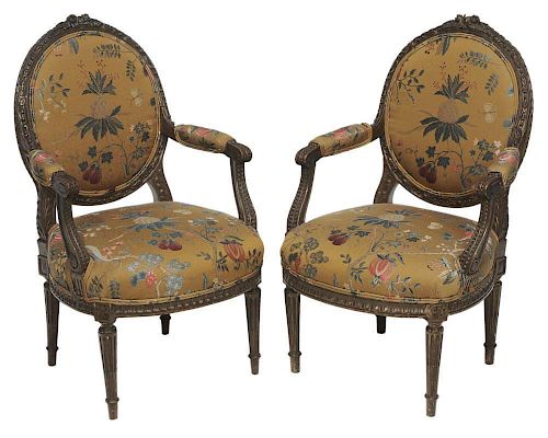 Pair Louis XVI Style Painted and