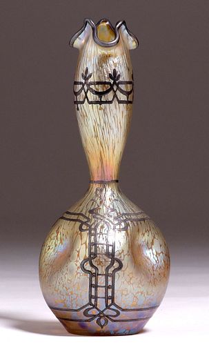 Loetz Art Glass Silver-Overlay Vase c1905