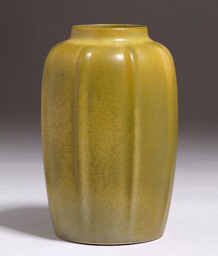 Large California Porcelain Ribbed Lamp Base - Vase