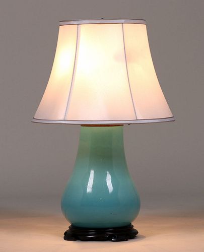 California Faience Turquoise Blue Lamp c1920s