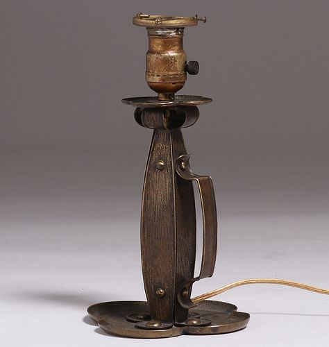 Arts & Crafts Hammered Copper Lamp Base c1910