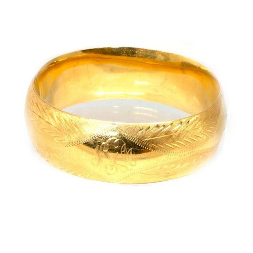 14k gold engraved bangle bracelet