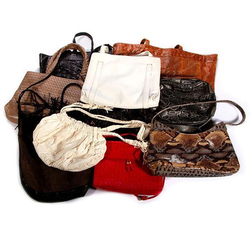 Ten assorted leather bags