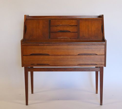 Midcentury Rosewood Slant Front Desk With Pull Out