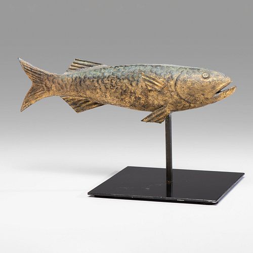 A Parcel-Gilt, Molded and Pressed Copper Fish Weathervane